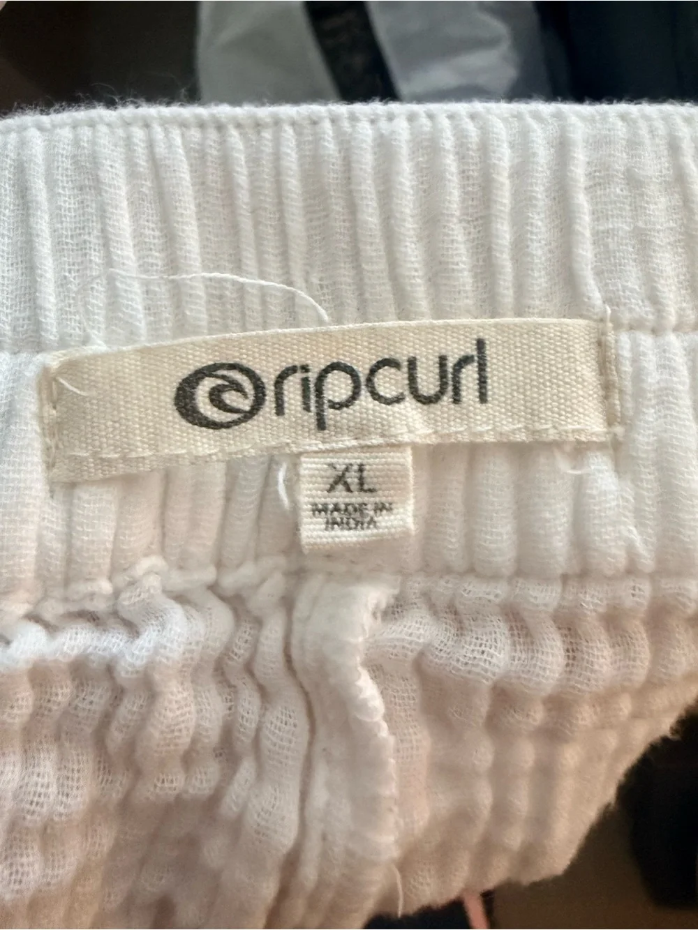 Rip Curl White Cotton Crinkle Athletic Shorts